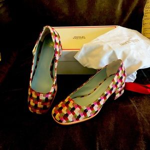 Frances Valentine Basketweave Doll Pump Size 7. Worn ONCE!  Ordered Wrong Size,